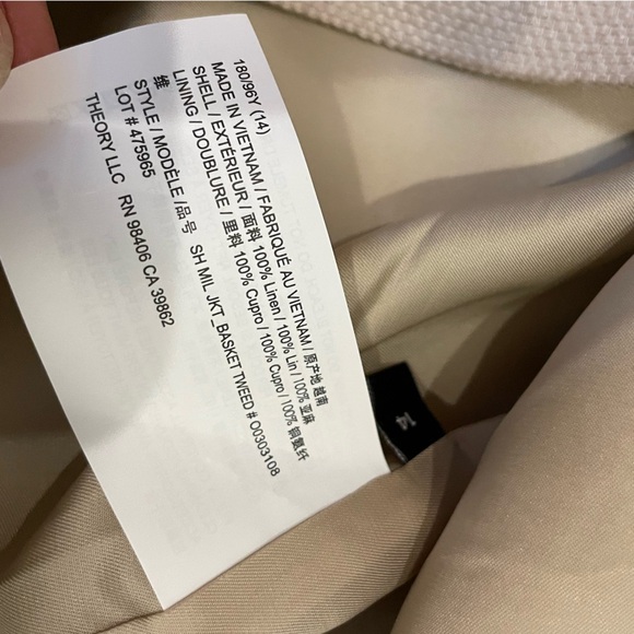 Theory Military Jacket in Basket Weave Linen Size 14 NWT - Picture 12 of 13